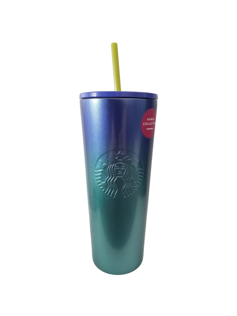 STARBUCKS Hawaii Collection Stainless Steel Blue Ombre Tropical Cold Cup 24oz